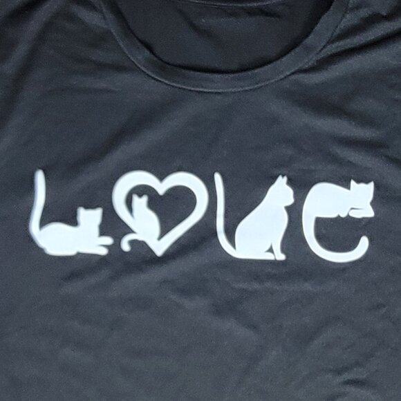 Unbranded Black Short Sleeve Tee Shirt Cat LOVE - 3X - Picture 2 of 7